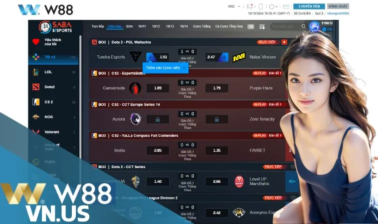 SABA ESPORTS W88: giao diện đẳng cấp SABA ESPORTS W88: giao diện đẳng cấp